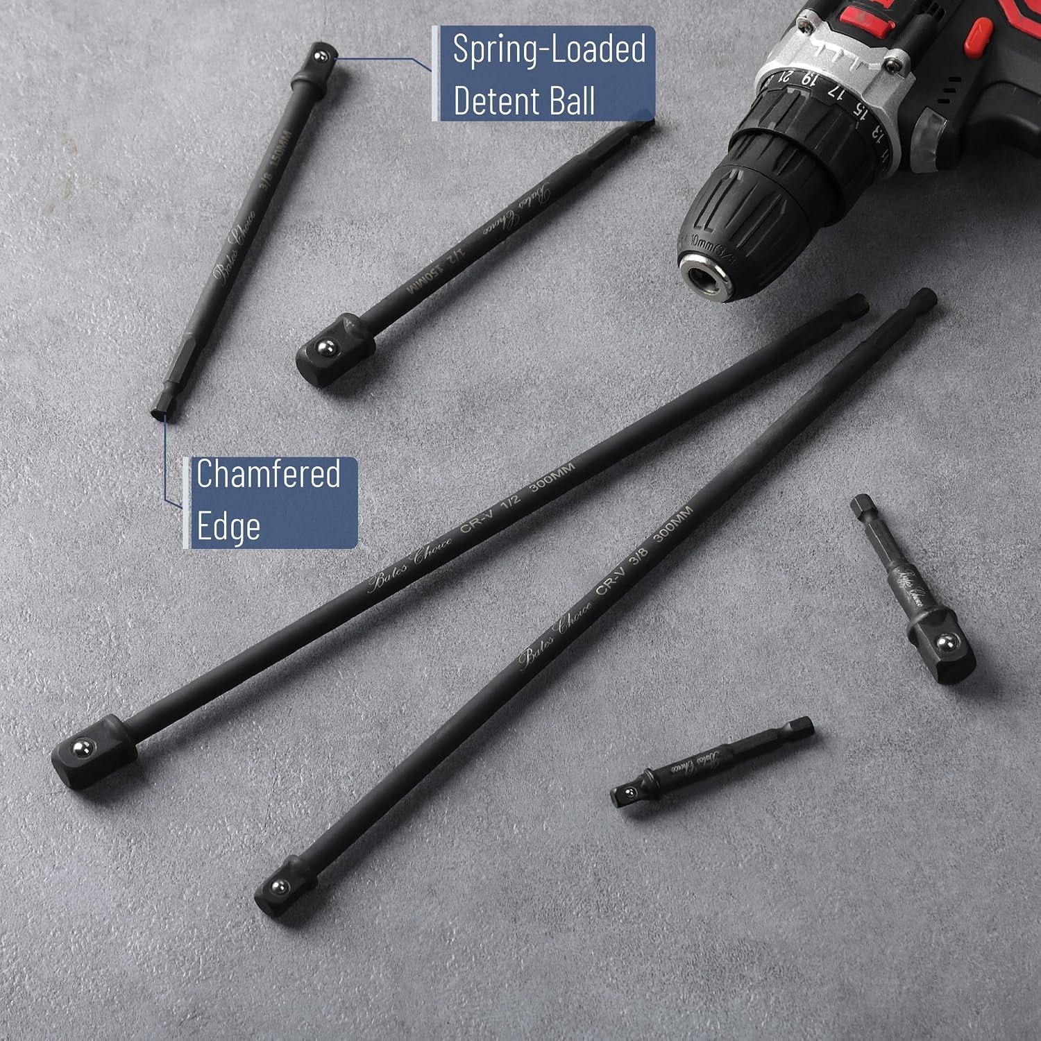 Durable Bates Socket Adapter Set: 9 Pieces in 3 Sizes | Black Oxford Storage Bag