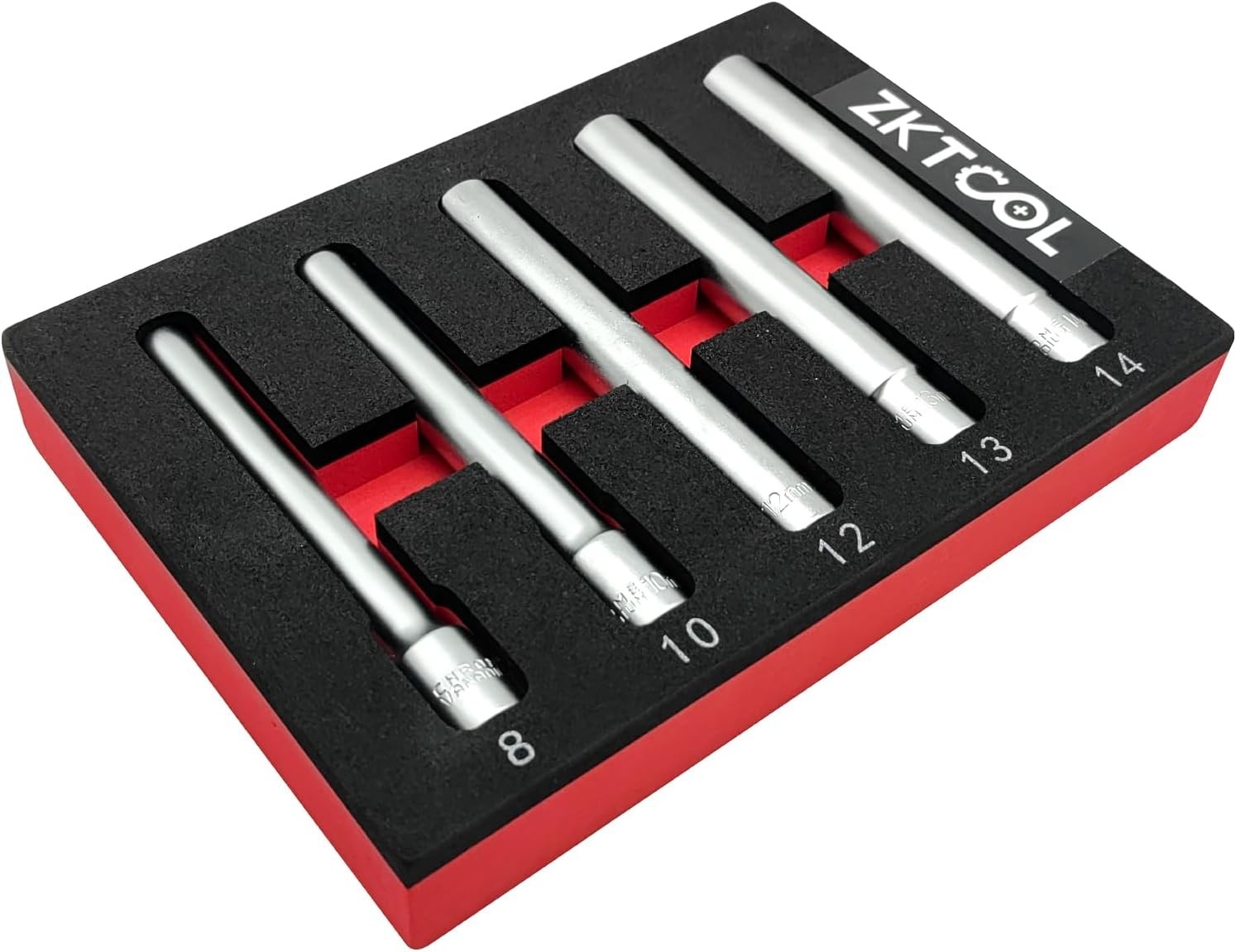 5PC Deep Metric Socket Set 3/8-Inch Drive Alloy Steel 8-14mm Extra Long 120mm