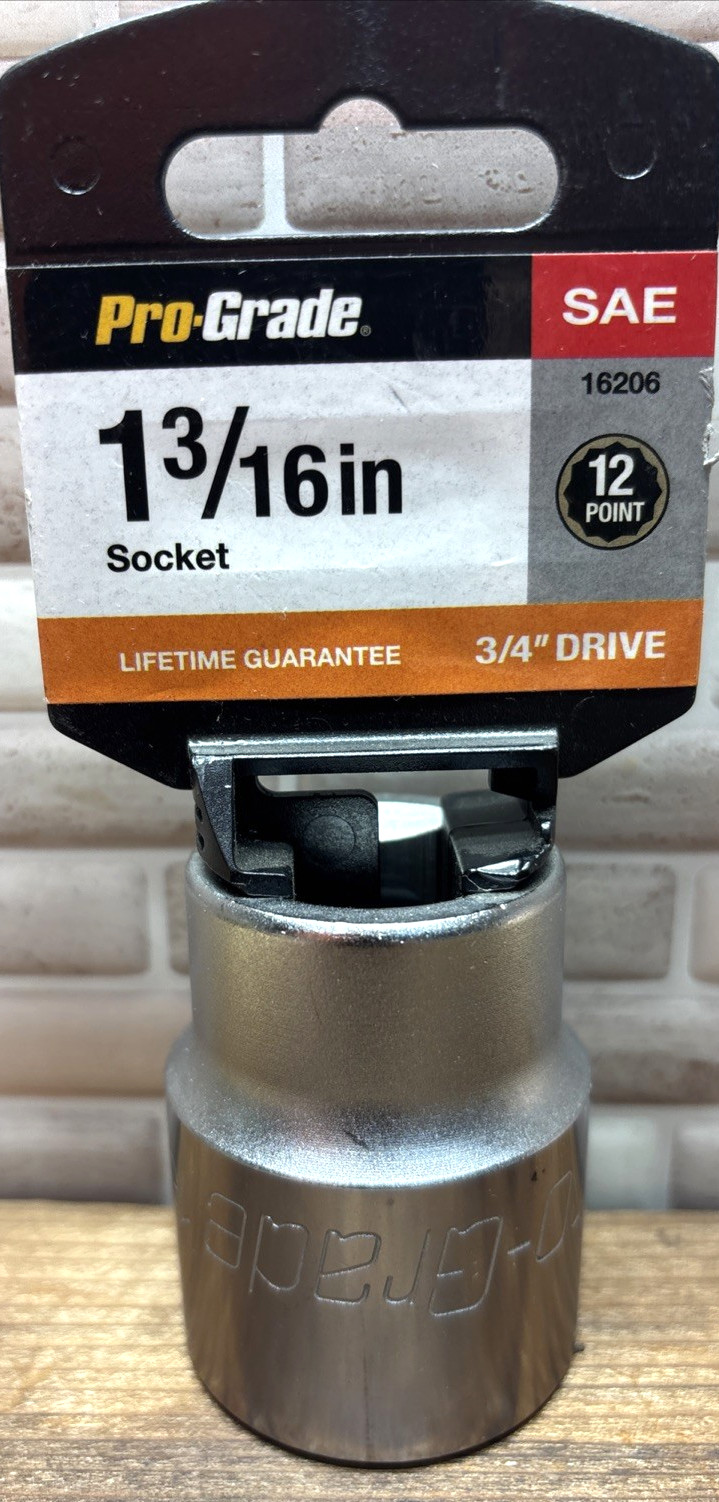 1-3/16” Prograde Socket, 3/4″ Drive, 12 Point, Chrome, SAE, 16206, Free US Ship