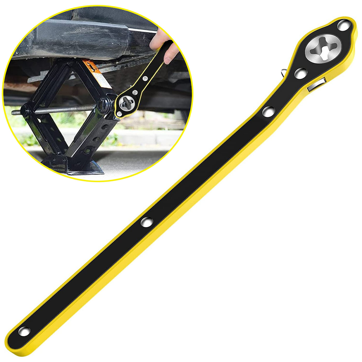 Auto Scissor Jack Labor-saving Ratchet Wrench Wheel Lug Handle Tire Repair Tool