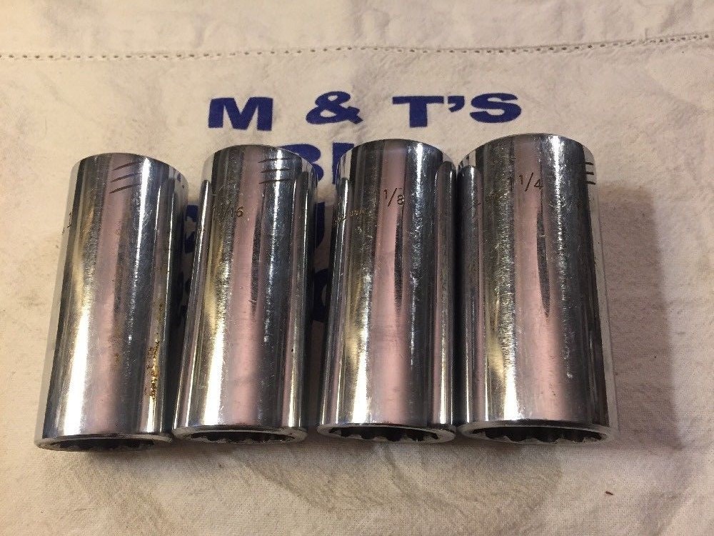 Utica 3/4″ Dr 4-pc 12pt Loc-Rite Deep Sockets 1″, 1-1/16″, 1-1/8″, 1-1/4″ USA