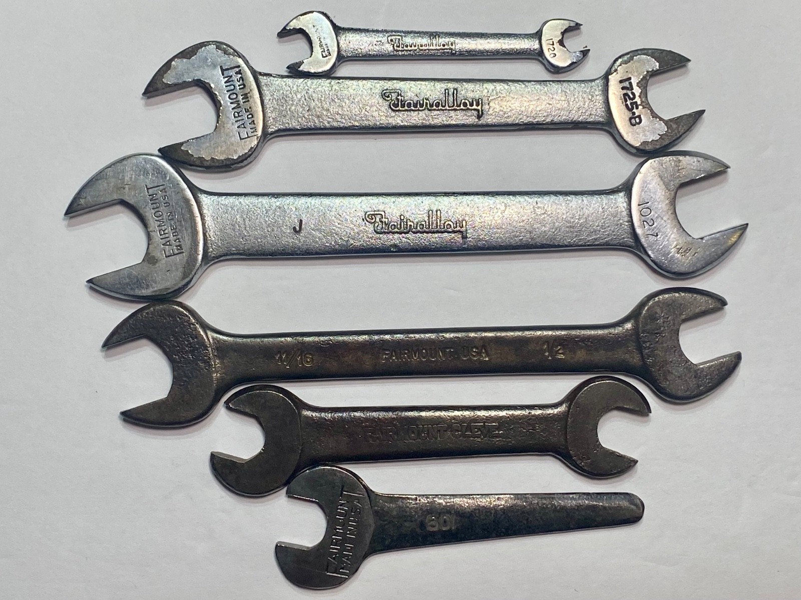 Vintage Fairmount 6 pc. Open-End Wrench Lot, ca. 1930’s-1950’s, Made in USA