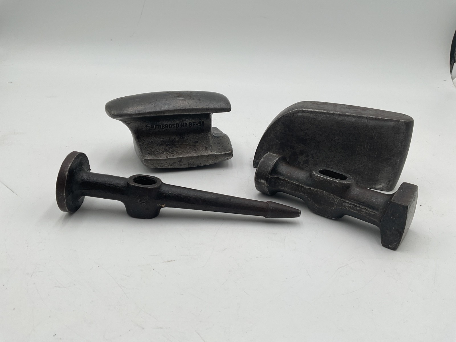 Vintage Auto Body Dolly Herbrand, Fairmount Fender Repair Hand Anvil 4 Piece