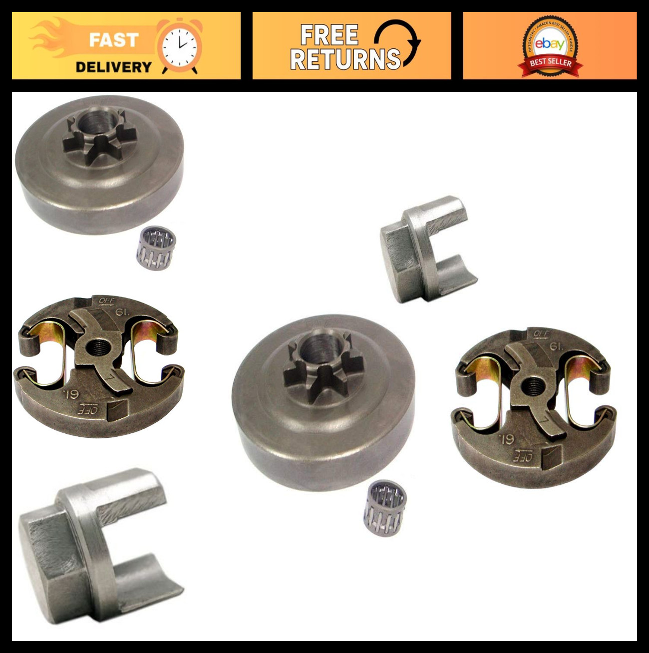 Clutch & Sprocket Drum .325 7T + Removal Tool for Husqvarna Chainsaws 340-353