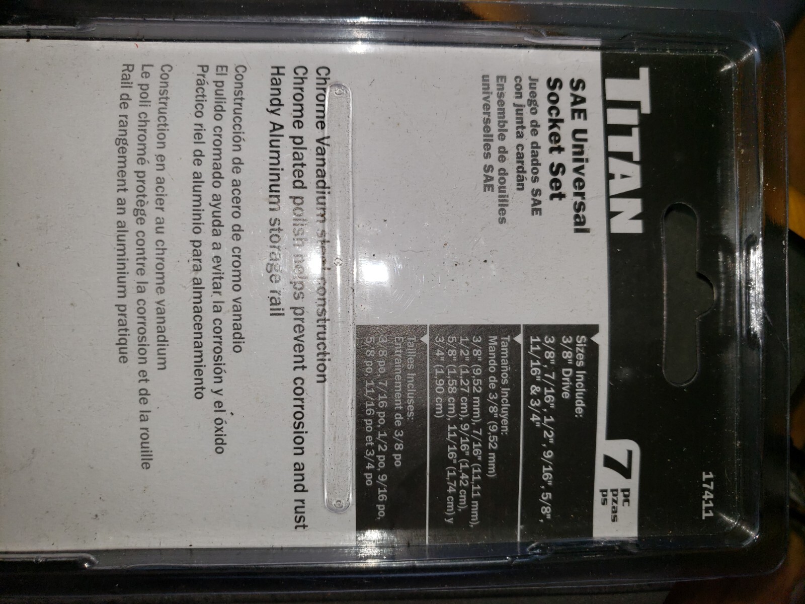 Titan Tools 3/8″ Drive 6-Point SAE U-Joint Socket Set 7 Pieces