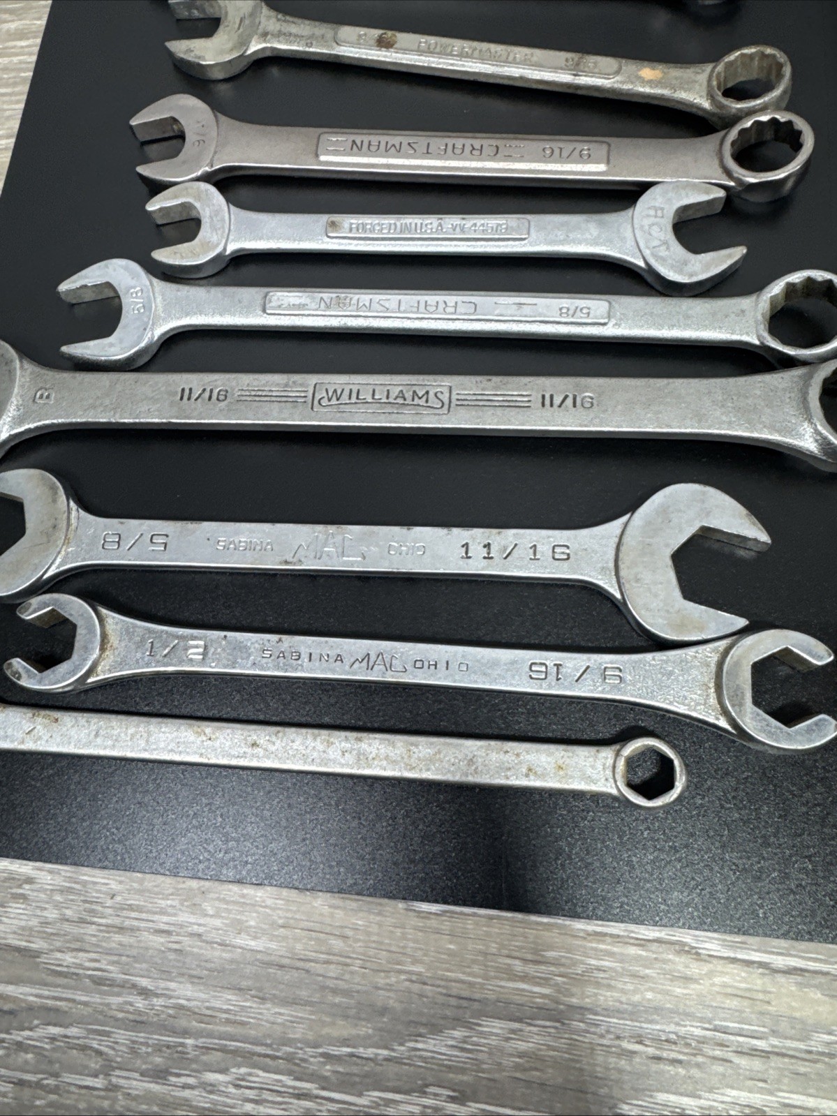 Vintage Lot of 33 Assorted Wrenches Tools Craftsman, Mac, Dunlap,Powr-Kraft,More