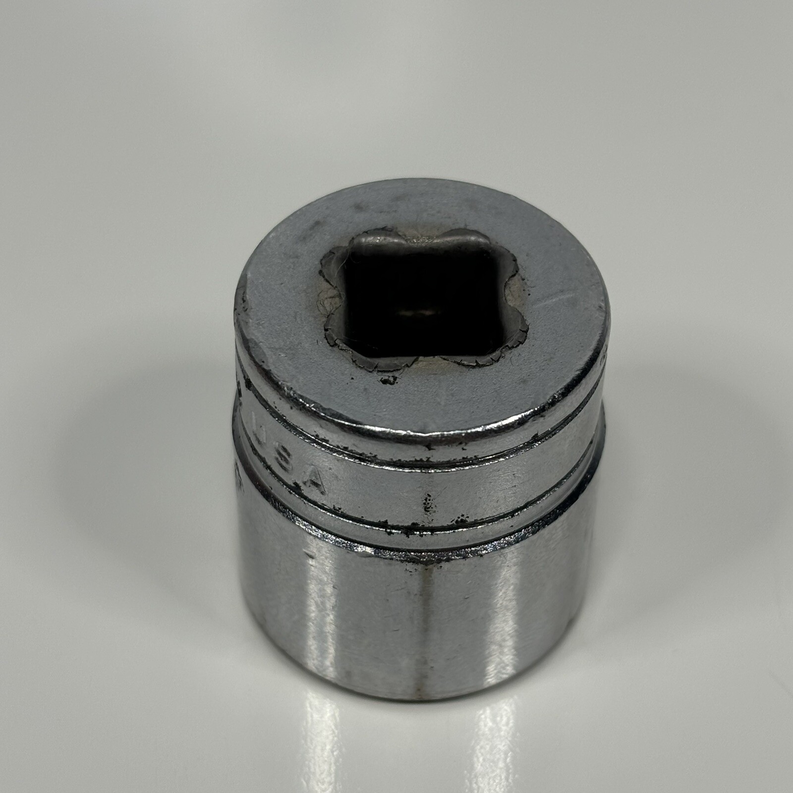 Snap On Tools F320 3/8” Dr 8 Pt SAE 5/8” Double Square Socket Chrome USA VTG