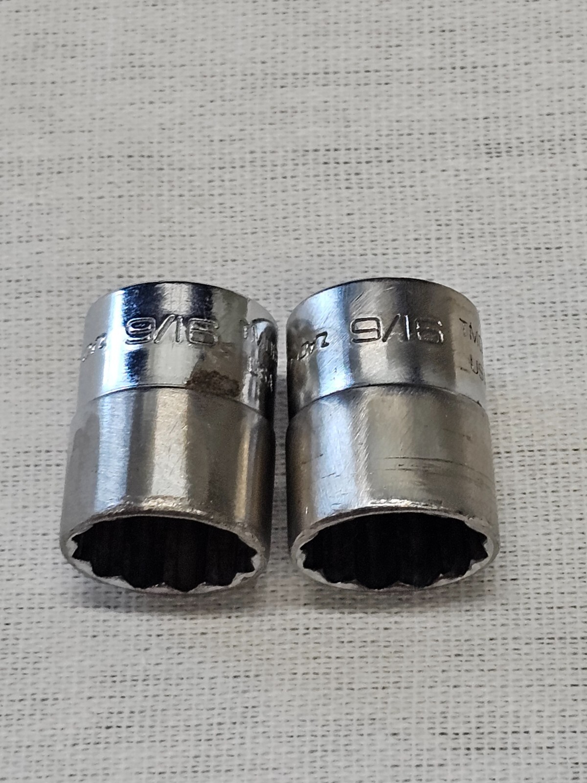 2 Snap-on Shallow Standard Sae 12 Point Socket 1/4″ Drive TMD18 9/16″ USA