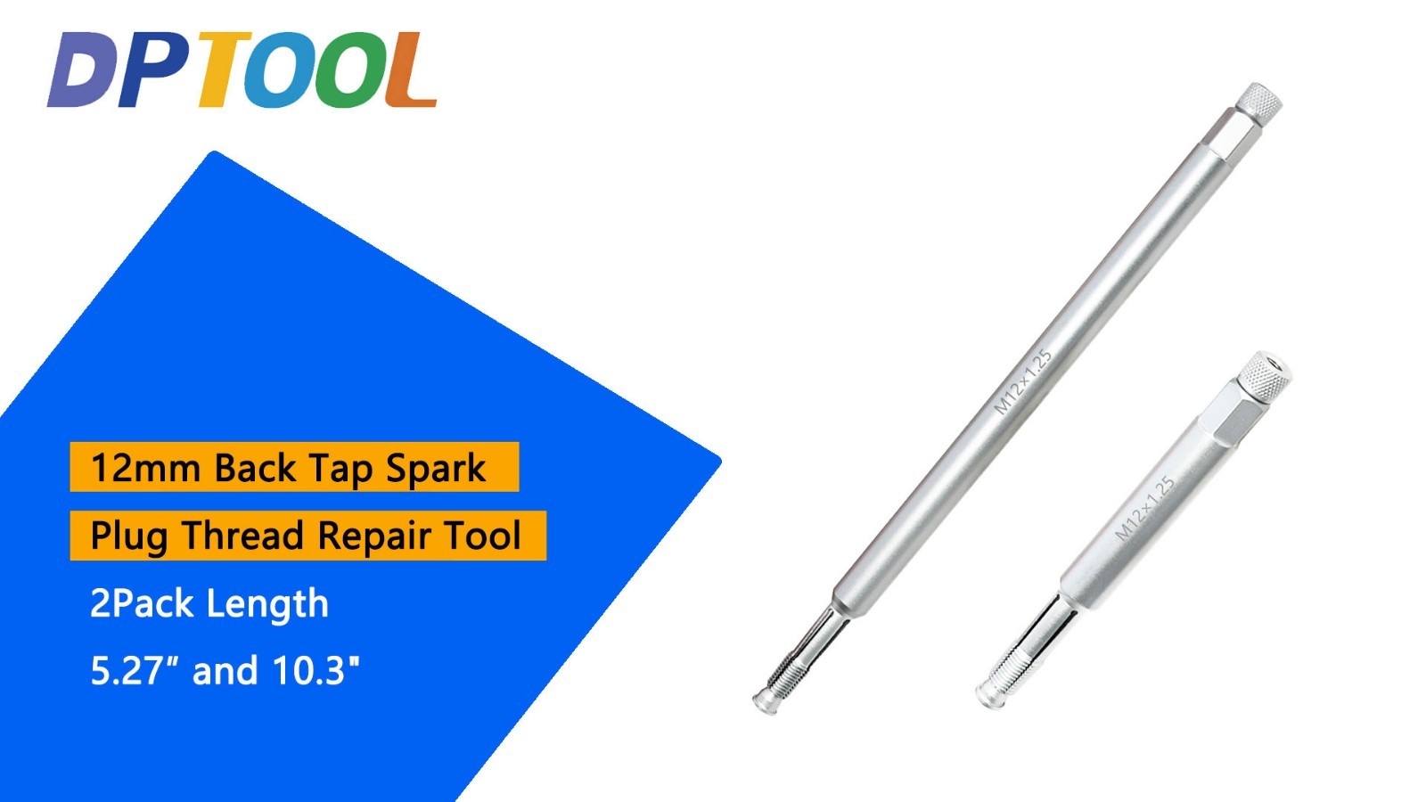 12mm Spark Plug Thread Repair Tool Kit – M12x1.25 Back Tap & Chase Taps, 2-Pack