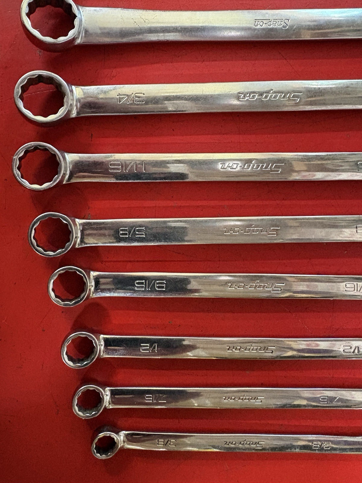 Snap On USA Combination Wrench OEX Set 11 Piece SAE 12 Point 3/8″ Thru 1″