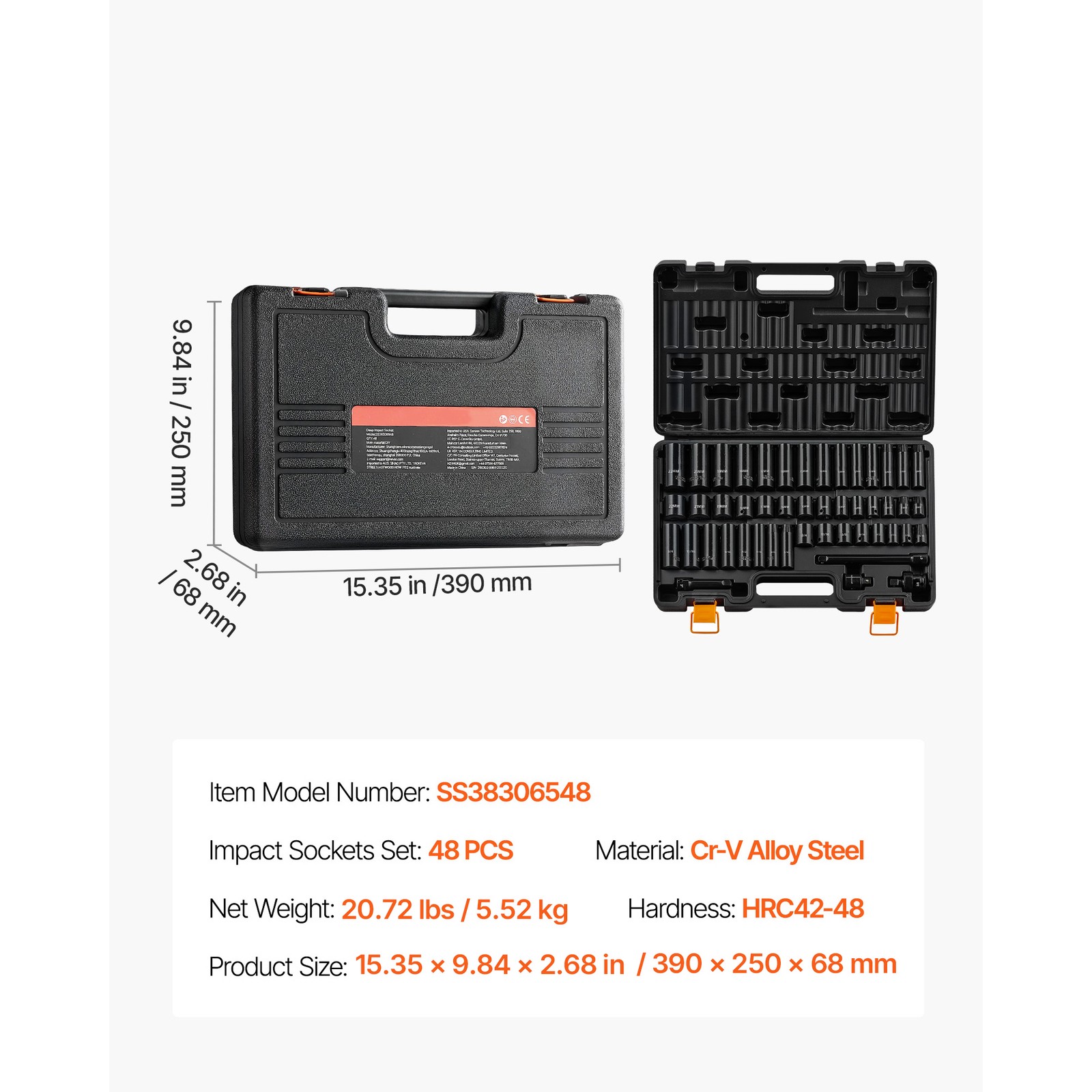 Uimoso 48-Piece 3/8″ Drive Impact Socket Set with Storage Case