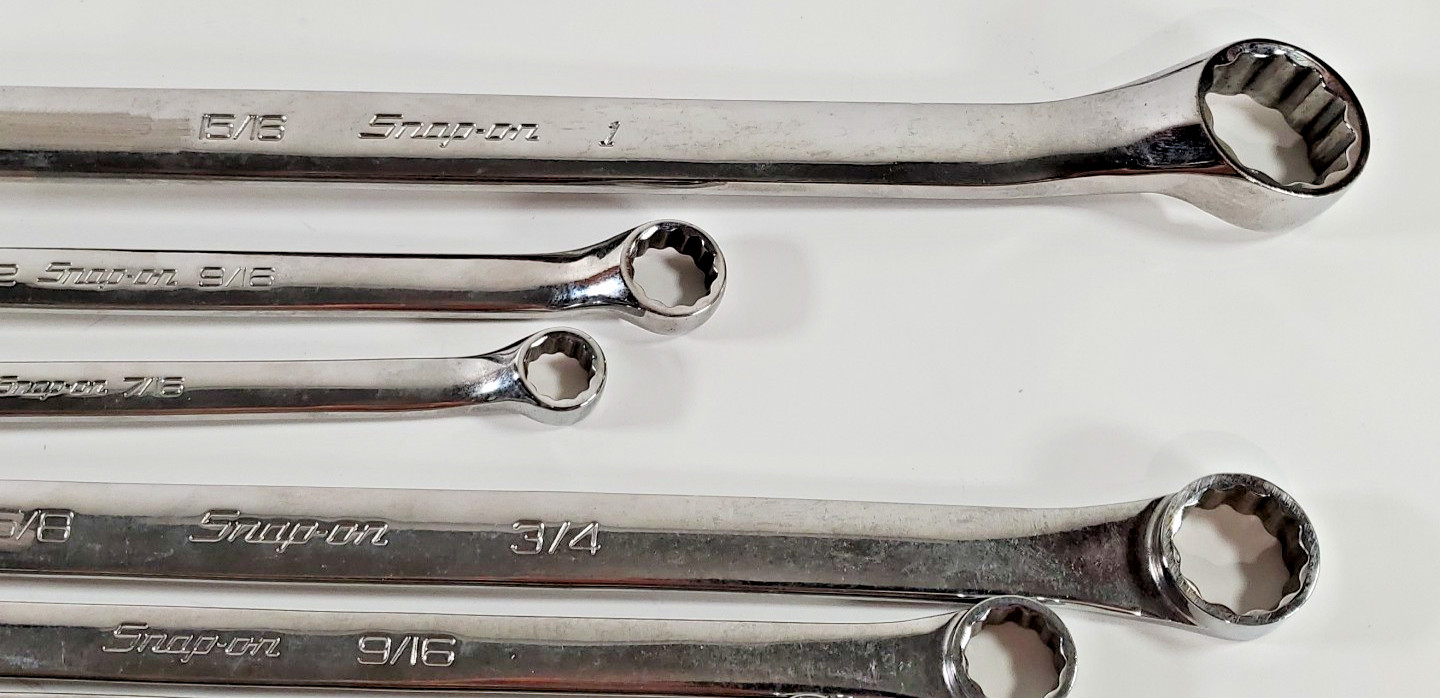 Snap-on Set Of 6 Double Box Wrenches 3 Flank 3/8 to 1 & 3 Offset 3/8 to 3/4