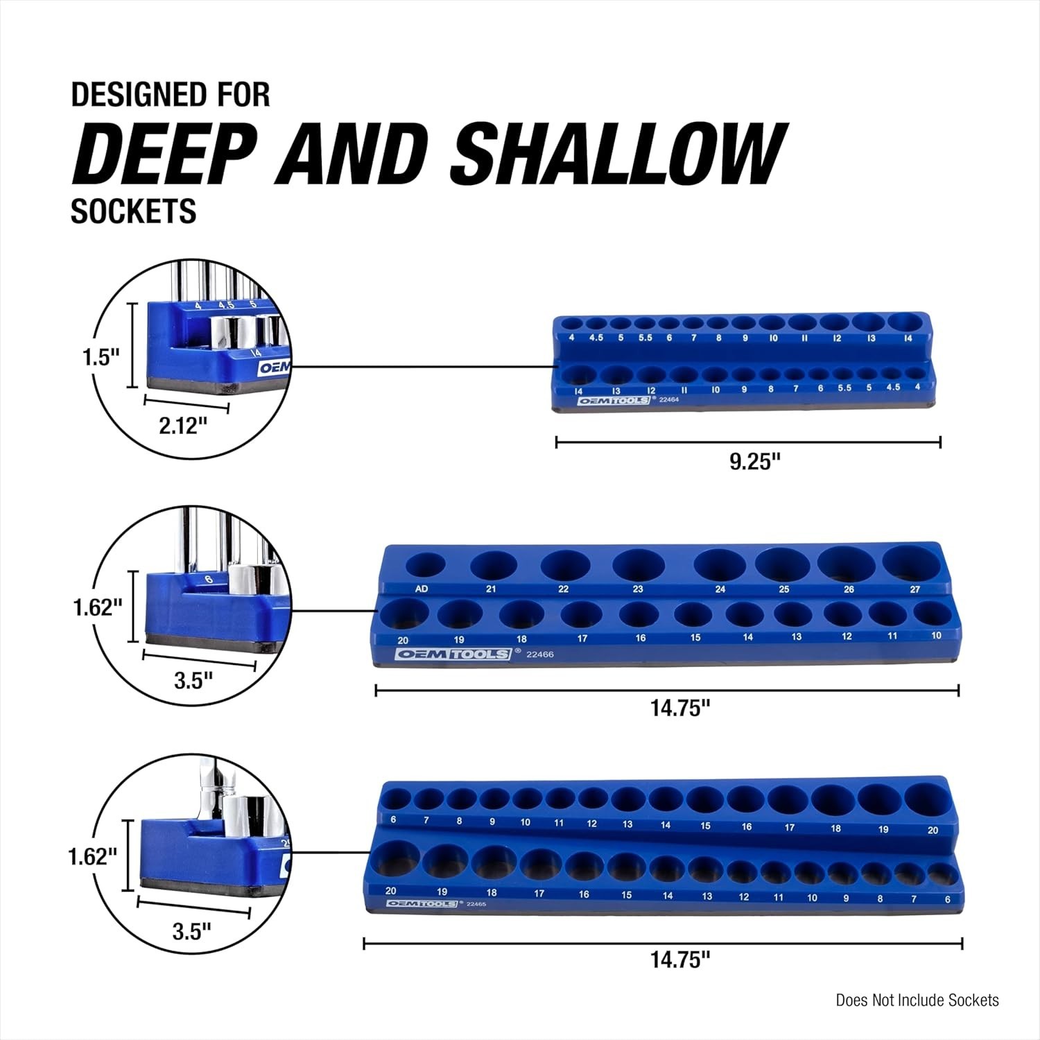 6 Pack Set Metric and SAE Magnetic Socket Tray Set, Green and Blue Socket Org…