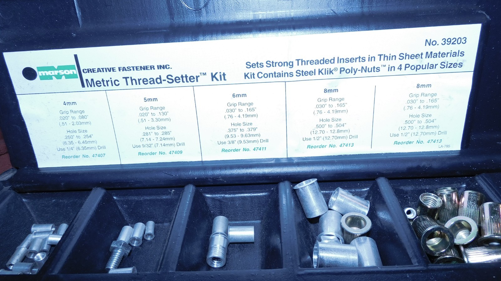Metric Thread-Setter Kit #39203, Marson Corporation. Used & Beautiful Condition.