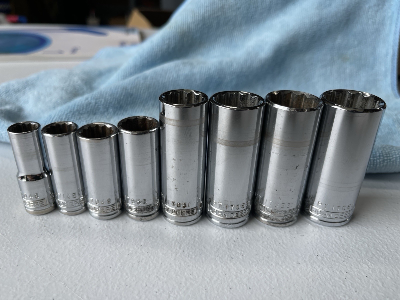 Lot Of 8 John Deere SAE Sockets 3/8” Drive 3/8-13/16 Tools