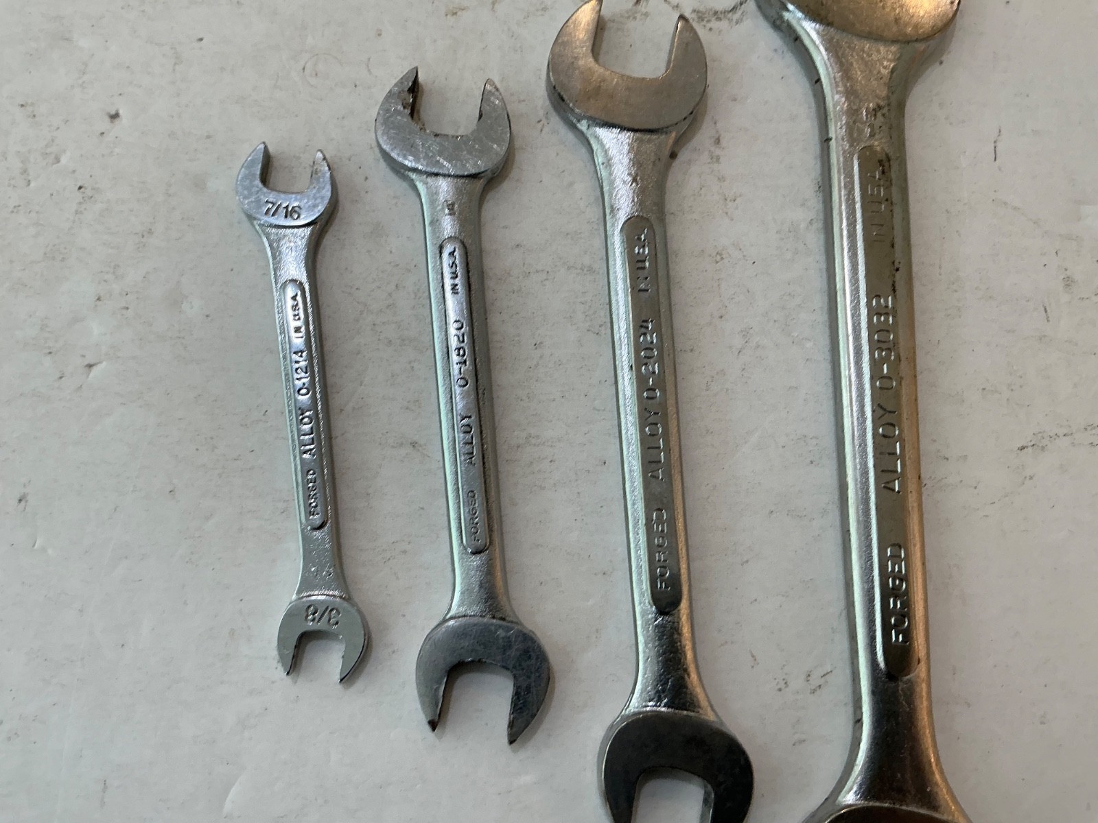 S-K 4 pc Alloy open end wrench set 3/8″-1″ made in USA