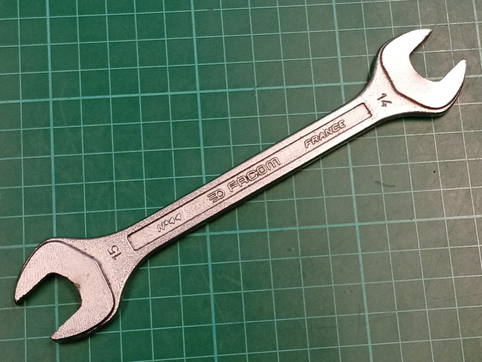 Facom No44, 14mm x 15mm, Vanachrome, Open Ended Spanner, Made In France