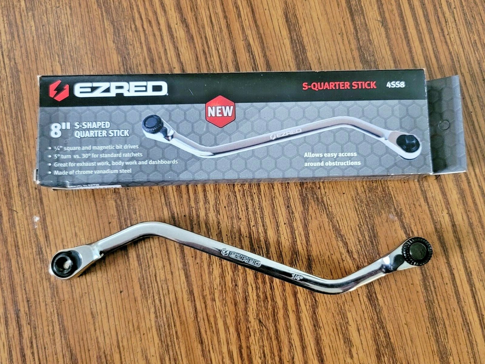 EZ Red 8″ S-Quarter Stick 1/4″ square dr & 1/4″ Hex dr Combo Ratchet Tool #4SS8