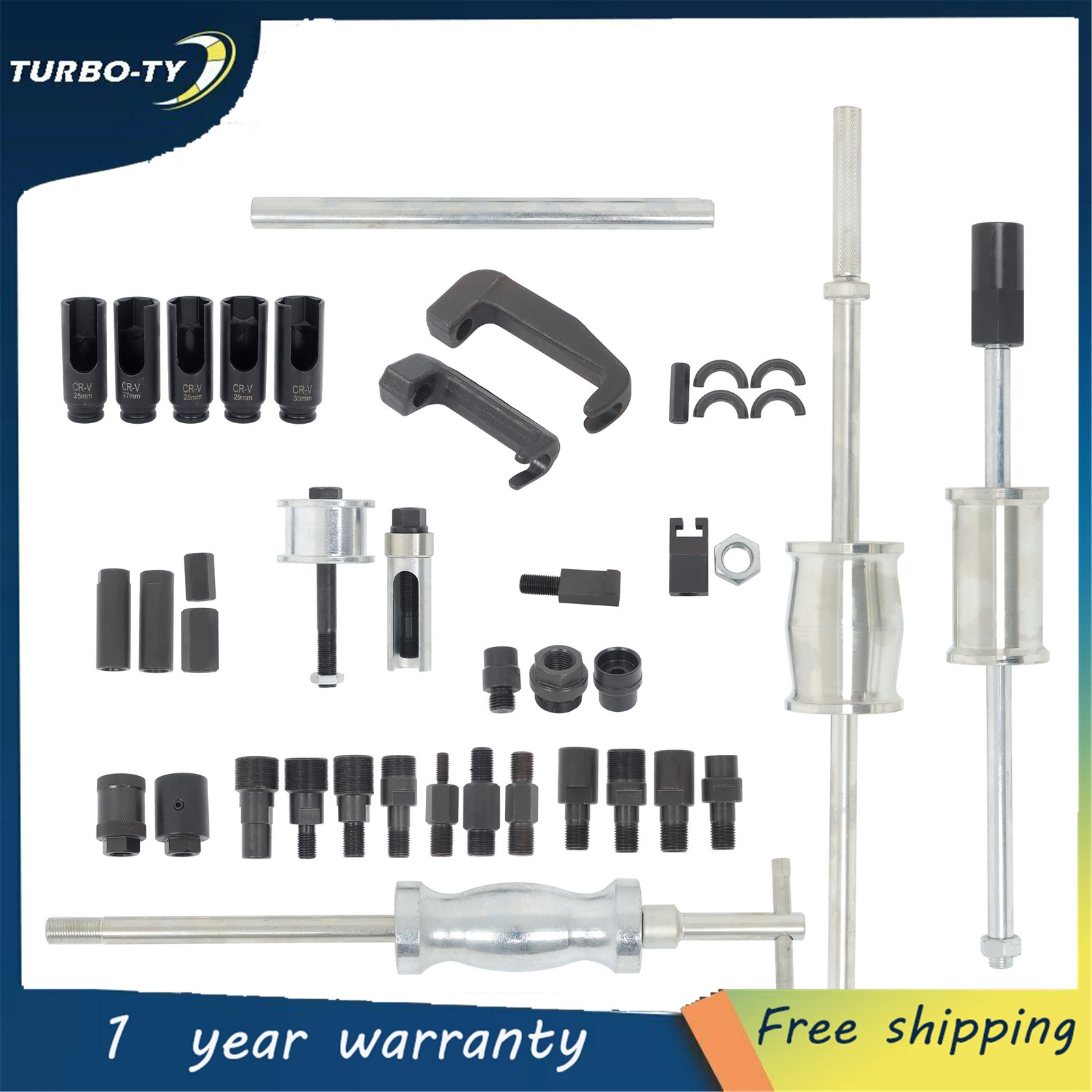 Auto Truck 40PC Diesel Injector Extractor Slide Hammer Puller Adapter Tool Kit