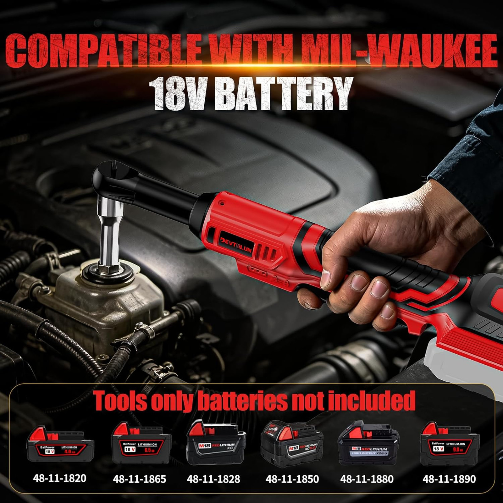 3/8″ Cordless Power Ratchet Wrench Compatible with Milwaukee 18V Battery (No