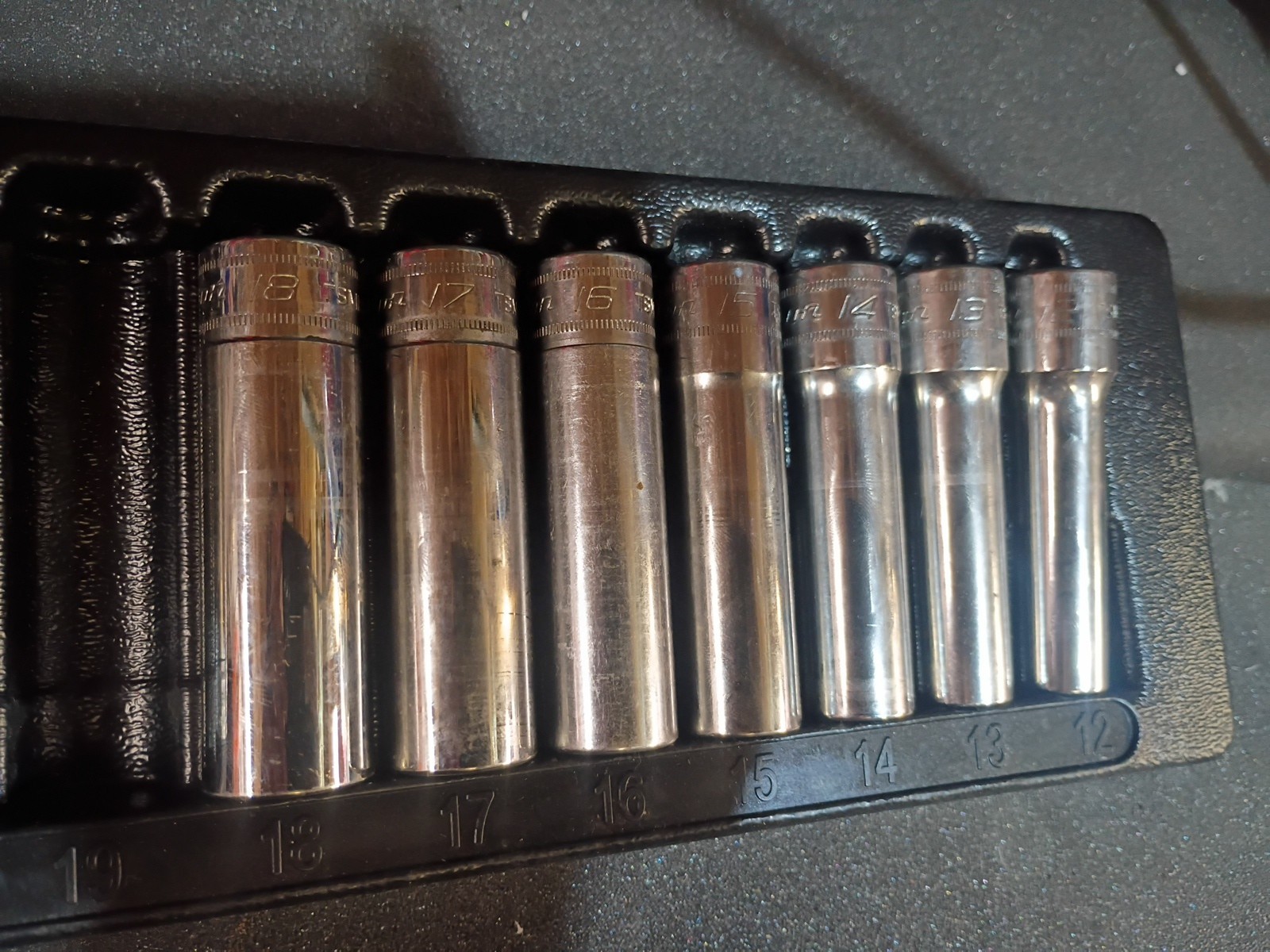 Snap On Tools TSM 1/2″ Drive 6-Point Metric Deep Socket Set Of 7 18mm – 12mm