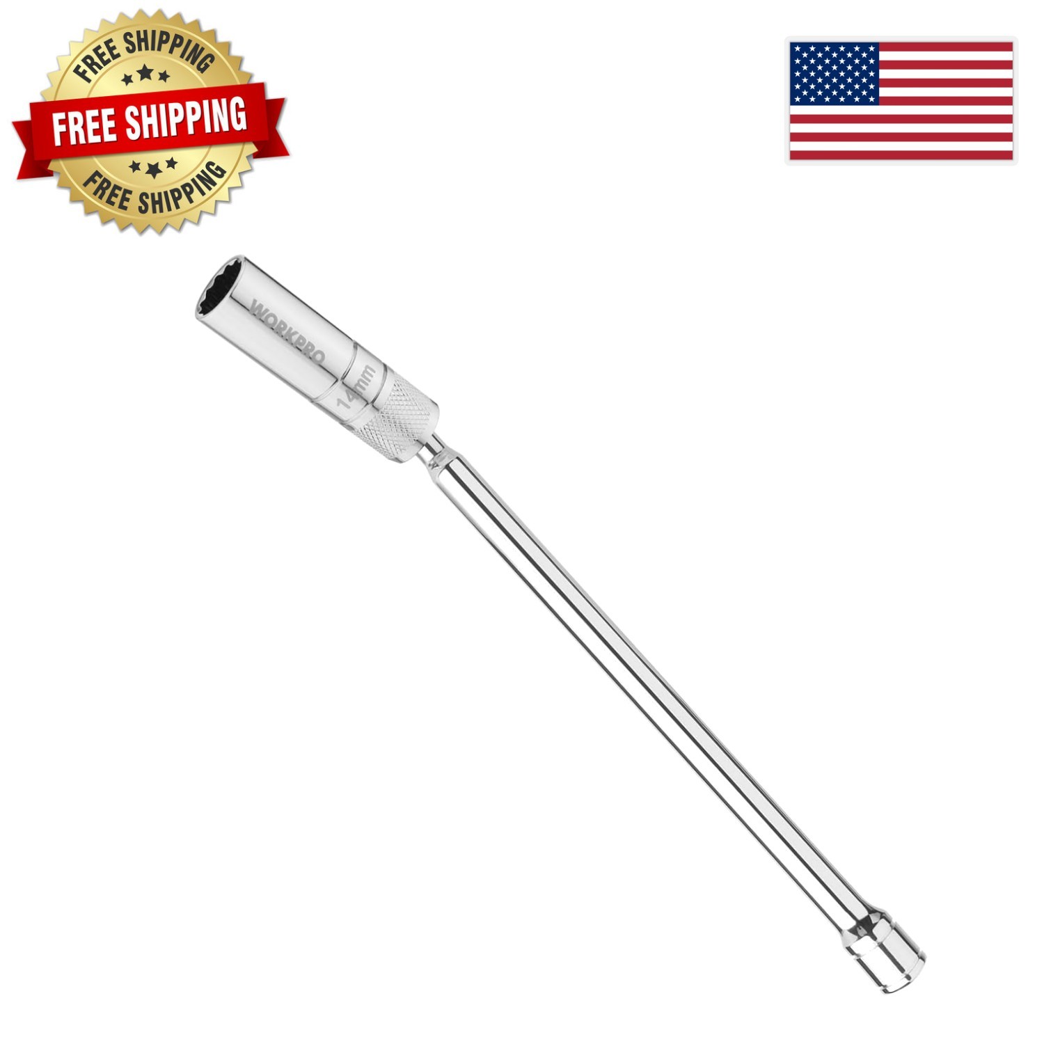 14mm Magnetic Swivel Spark Plug Socket – 12″ Thin Wall Design for Precision