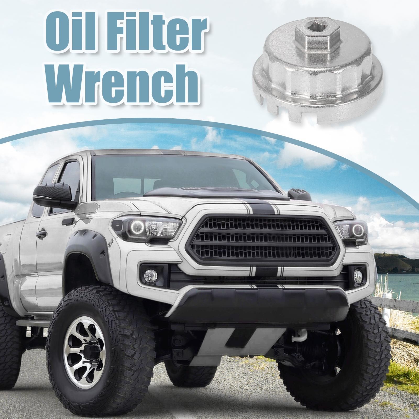 Oil Filter Wrench 14 Flutes 4 Slots 64.5mm Oil Filter Cap for Toyota Silver Tone