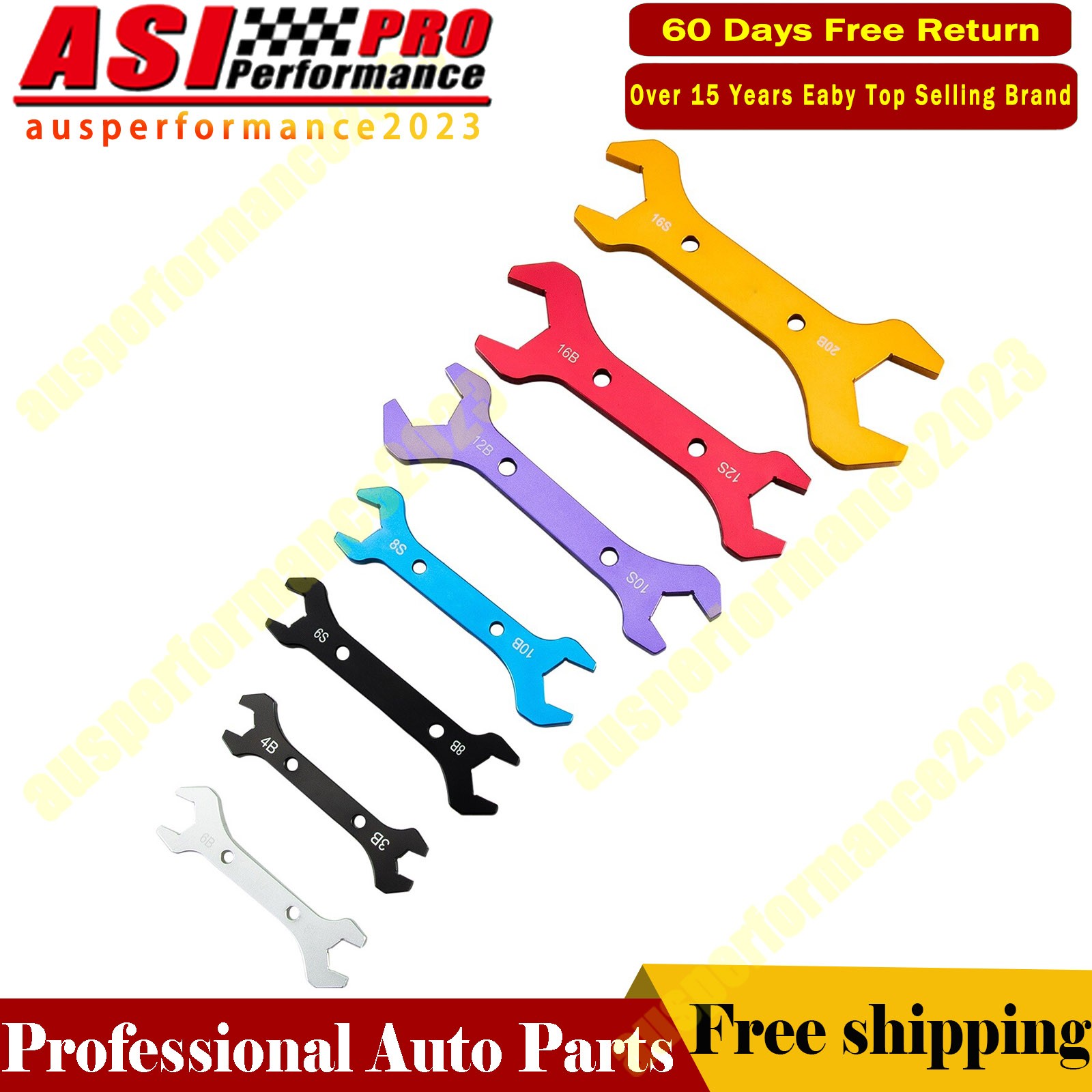 7 Pcs Double Hose Ended Spanner Tool Kit AN3 to 20AN Wrench Set Anodized | NEW