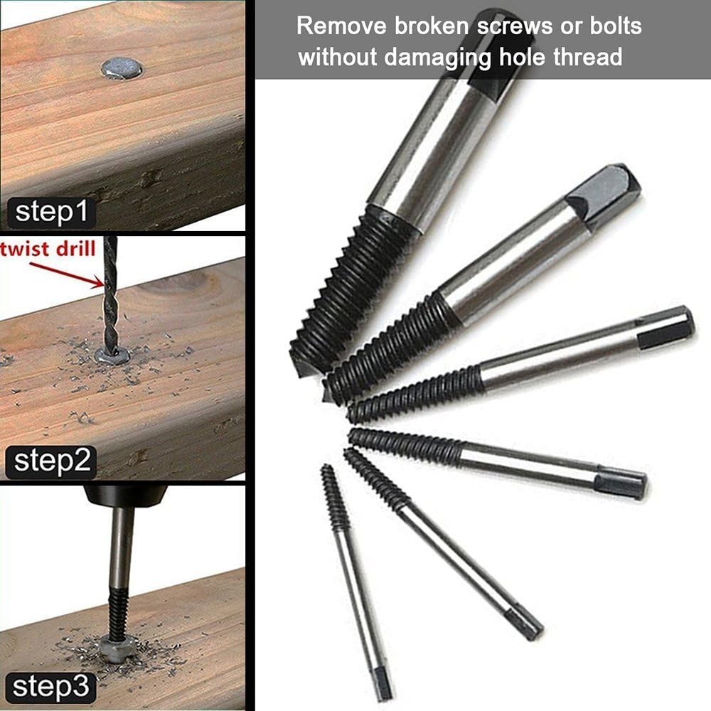 6pcs Stripped Screw Extractor, Damaged Bolt Remover Set – Ideal Left Hand Spi…
