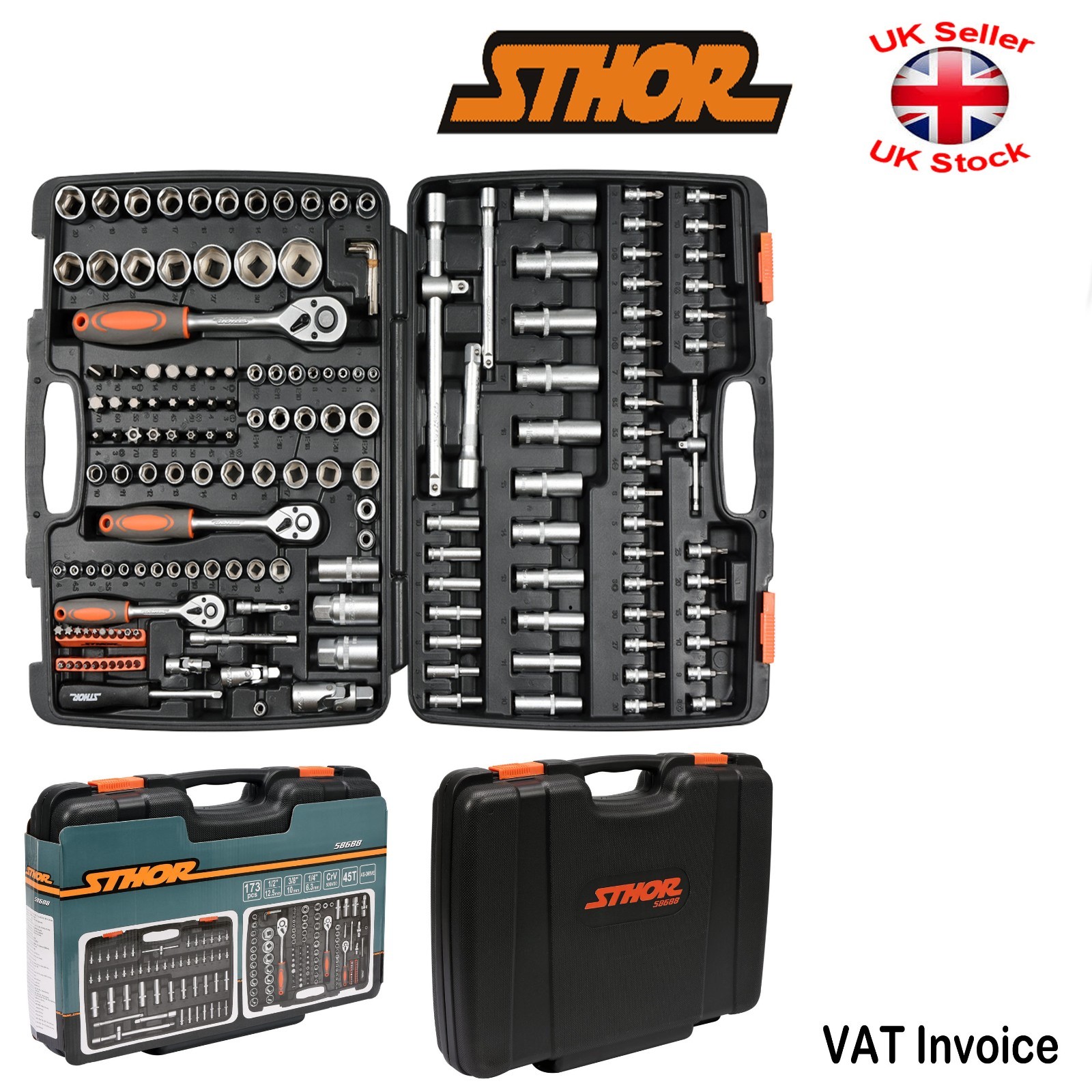 Yato Sthor 58688 173 Piece 1/2″ 1/4″ 3/8″ Ratcheting Socket Spanner Bit Set