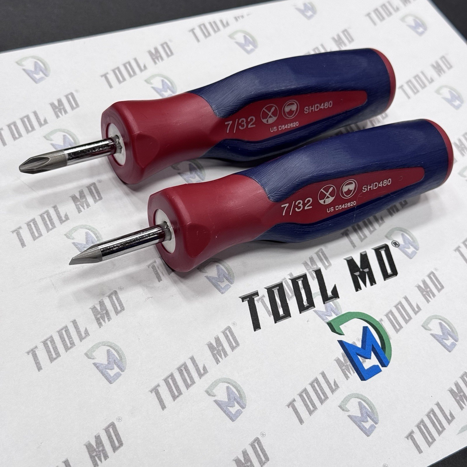 Snap-on Tools USA Used RED WHITE & BLUE Hard Grip STUBBY Screwdrivers SHDP22IRA