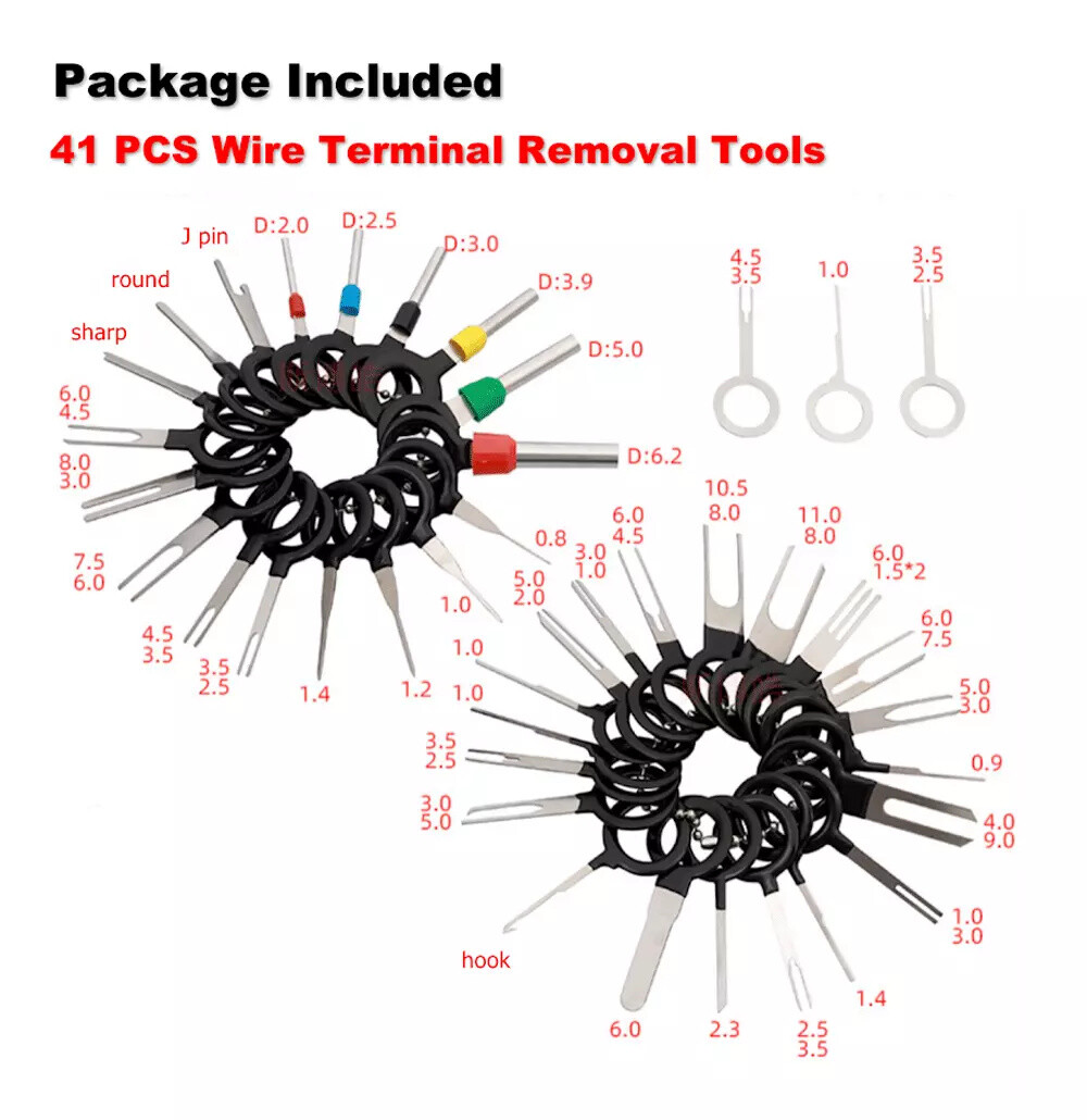 Pin Wire Terminal Removal Tool Car Electrical Wiring Crimp Connector Key 41pcs