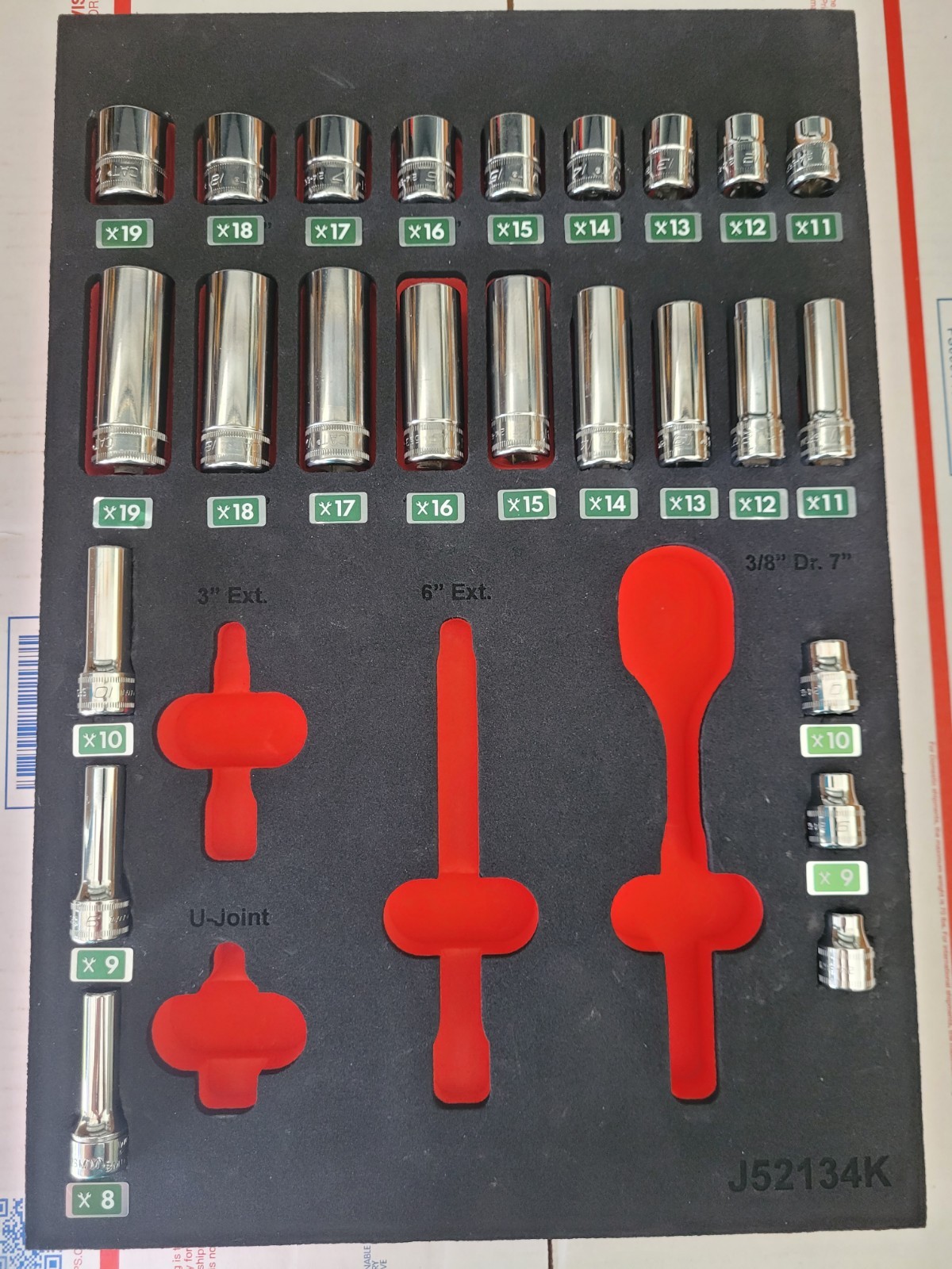 Caterpillar CAT SNAP-ON Williams 6pt METRIC SHALLOW & DEEP 3/8″ SOCKET FOAM SET