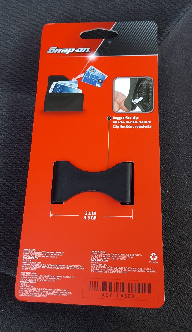 Snap on tools BLACK New cell phone holder side ways + flex clip + inside pocket