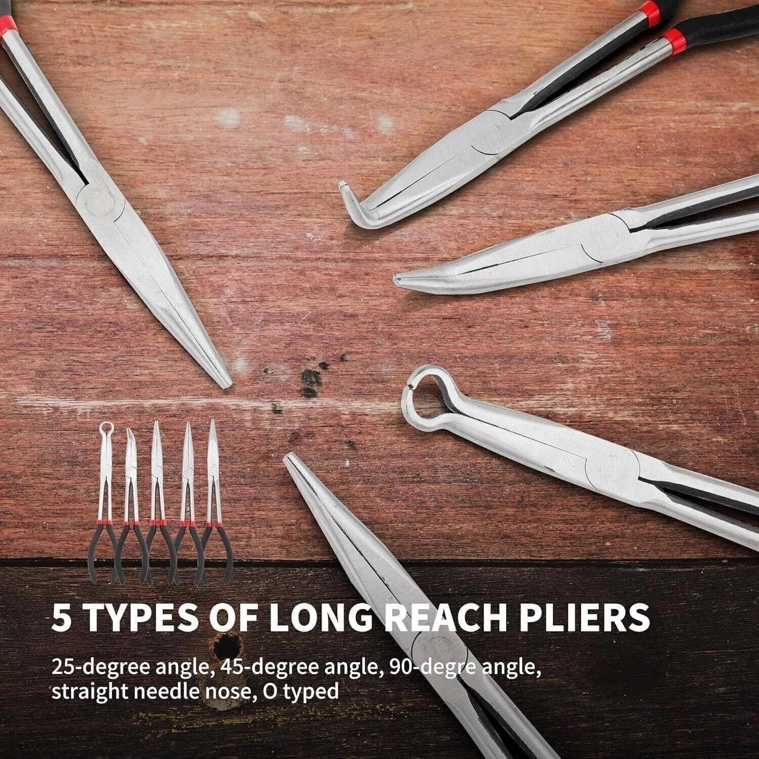 5 Pcs Needle Nose Pliers 11 in Long Needle Nose Plier Set with Storage Bag