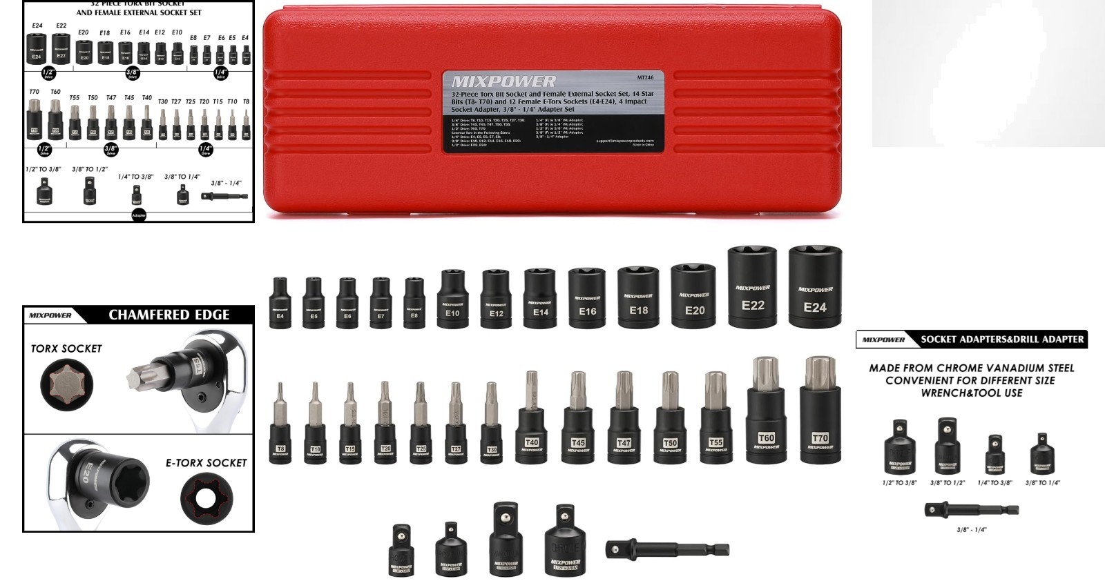 Torx Socket Set 32PCS – Black Phosphate Finish, Designed for Longevity