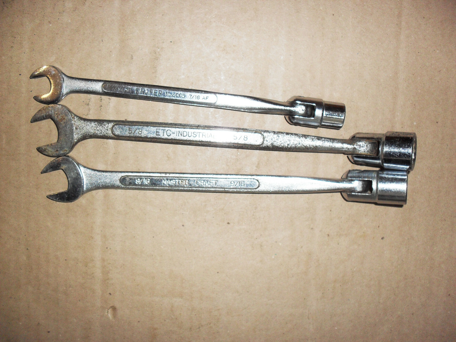 MASTER CRAFT-9/16, DRAPER No.8005-7/16AF, ETC INDUSTRIAL-5/8 FLEX JOINT SPANNER