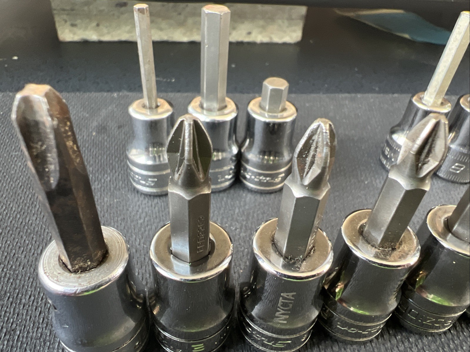 Snap On PIT120 3/8” Drive Impact Bit Sockets Sae Metric Posidriv Flat Lot Hex 🔥