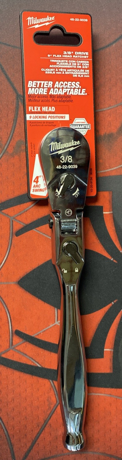 Milwaukee 48-22-9039 Flex Head Ratchet 3/8″ Drive, 9″ Length