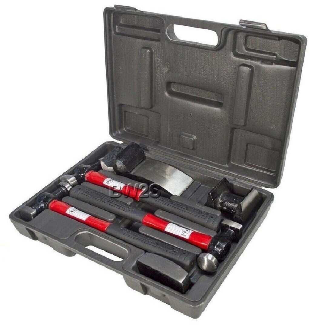 7Pc Car Auto Body Panel Repair Tool With Fibre Body Beating Bumping Hammer Set
