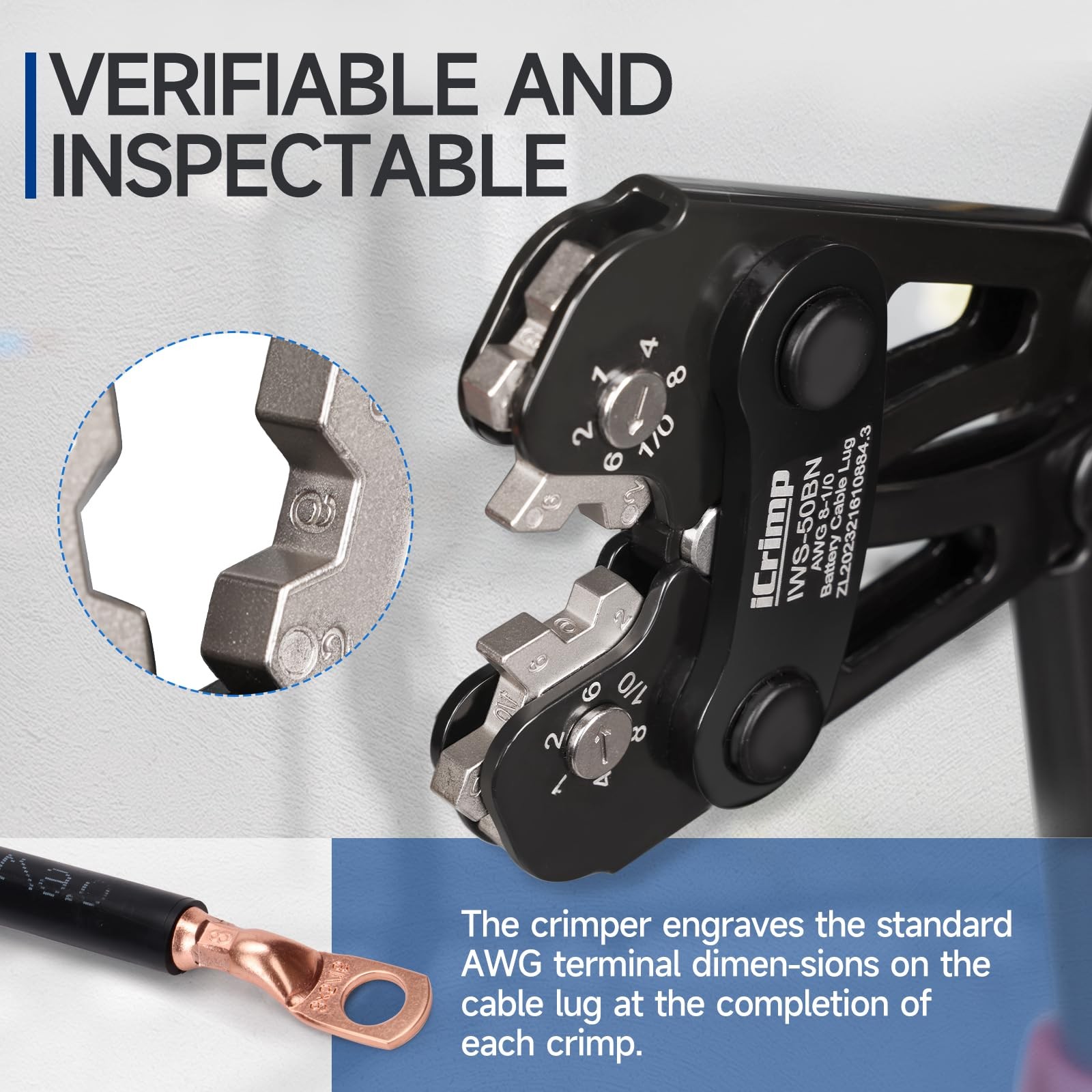 Battery Cable Lug Crimping Tool Kit 8-1/0 AWG 63 Copper Lugs 25 Heat Tubes