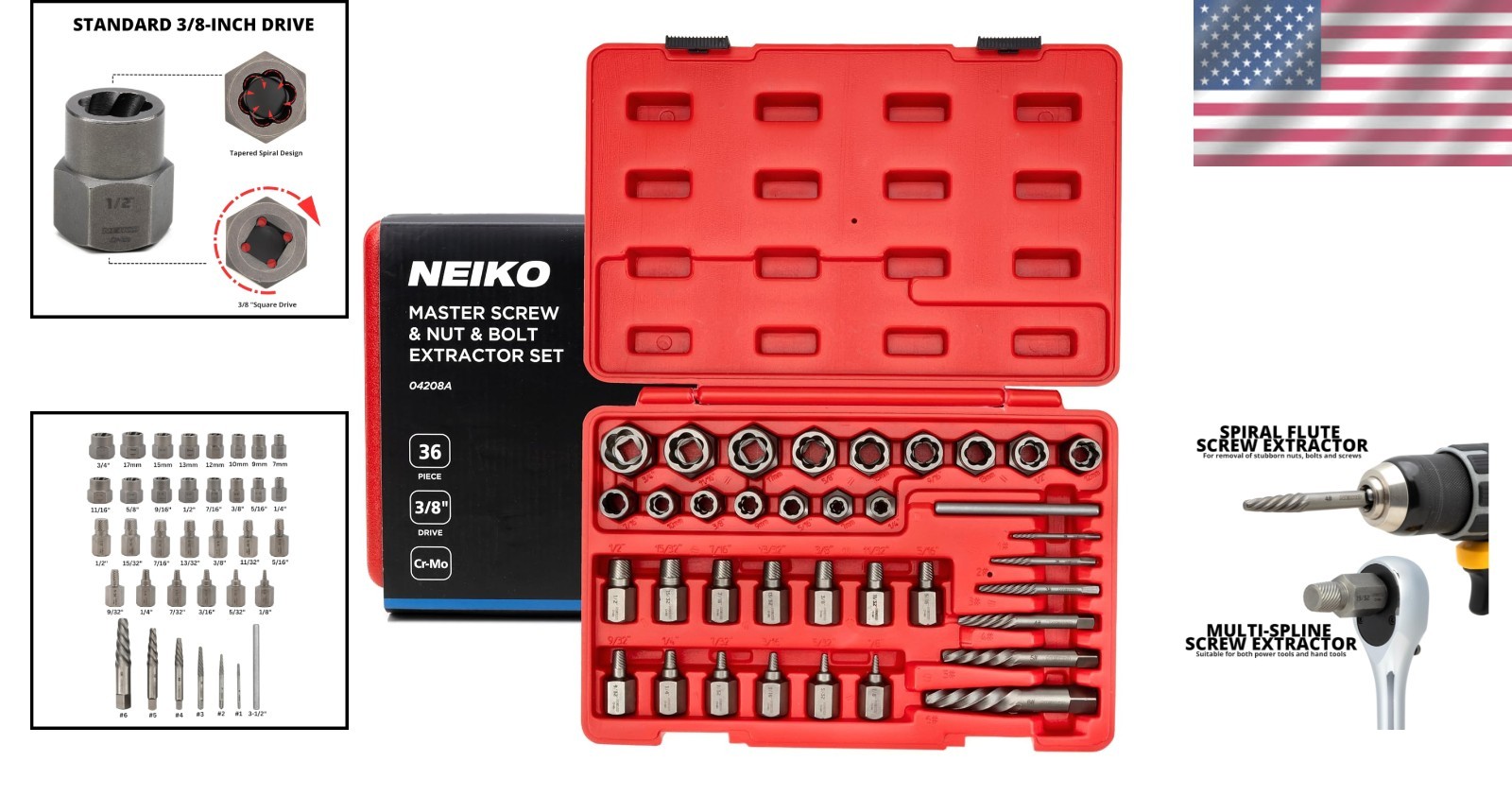 Master Screw, Nut, & Bolt Extractor Set – 36 Piece, CR-Mo, Impact Nut & Bolt …