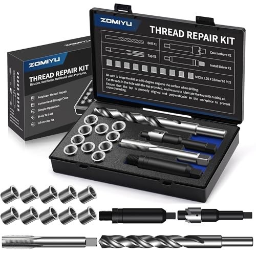 M12x1.25 Metric Thread Repair Kit – HSS Drill, Tap, Counterbore & 10 Inserts