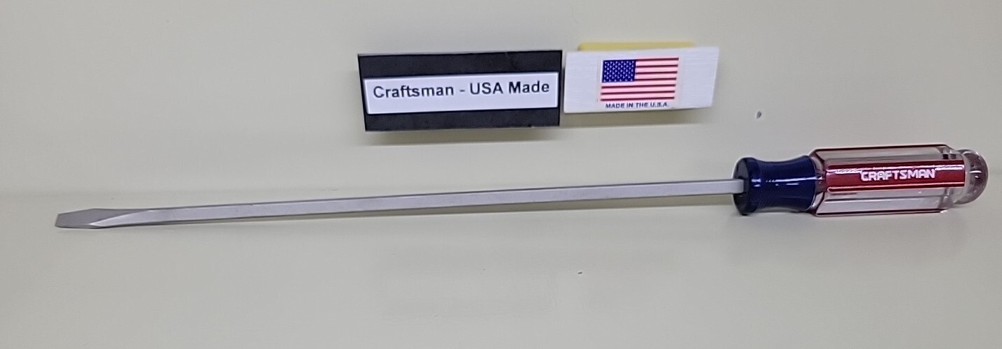Craftsman 41585 Flat Slot Screwdriver 1/4″ Tip WF 12″ Square Shaft 16″ LONG USA