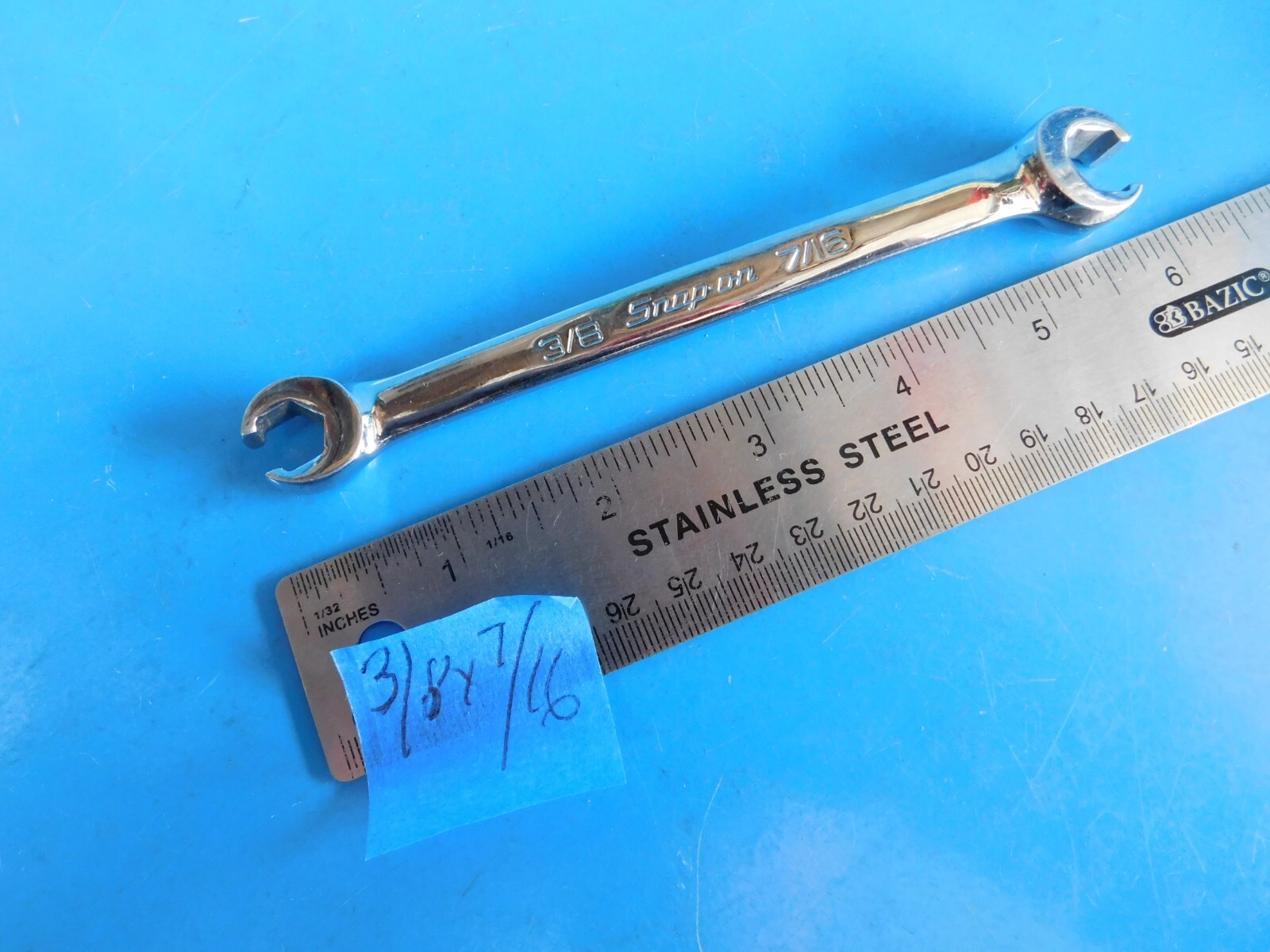 USED, SNAP ON TOOLS «3/8X7/16 IN.» FLARE NUT LINE WRENCH , PART #RXFS1214B