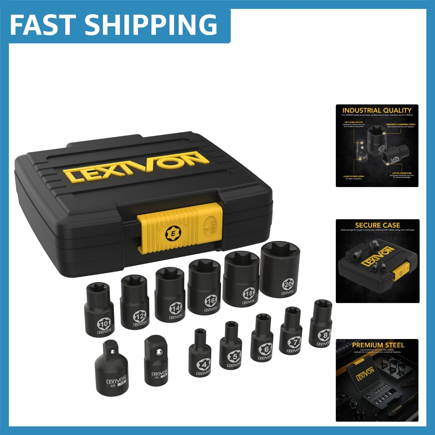 Precision 13-Piece E-Torx Socket Set | Corrosion Resistant Storage Case Included