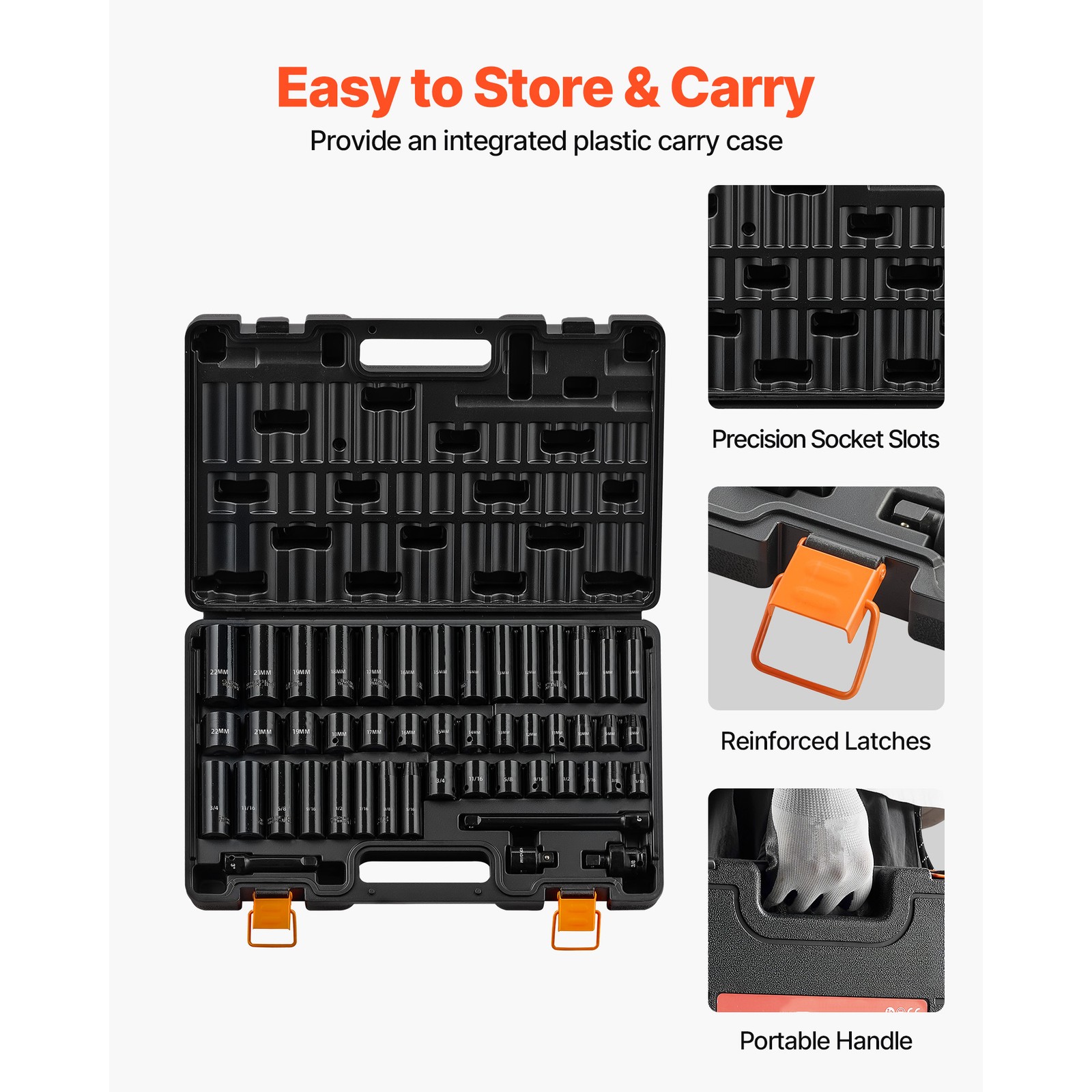 Uimoso 48-Piece 3/8″ Drive Impact Socket Set with Storage Case