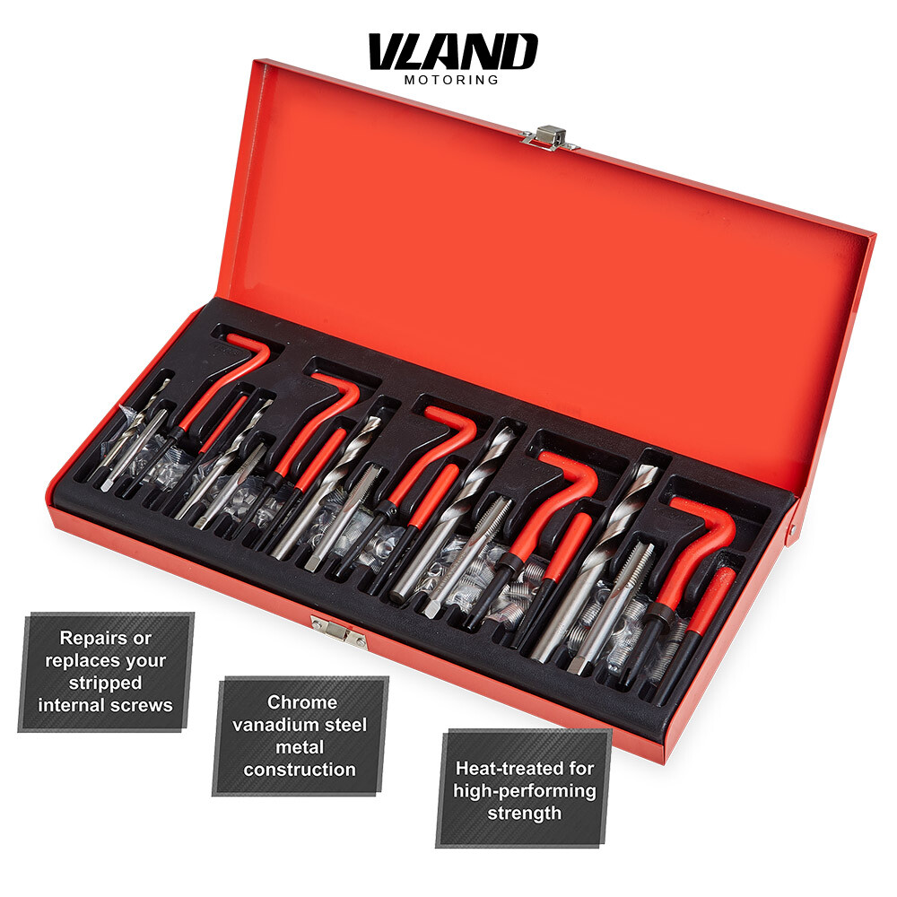 131Pcs Metric Thread Repair Insert Kit M5 M6 M8 M10 M12 Helicoil Pro Coil Tool