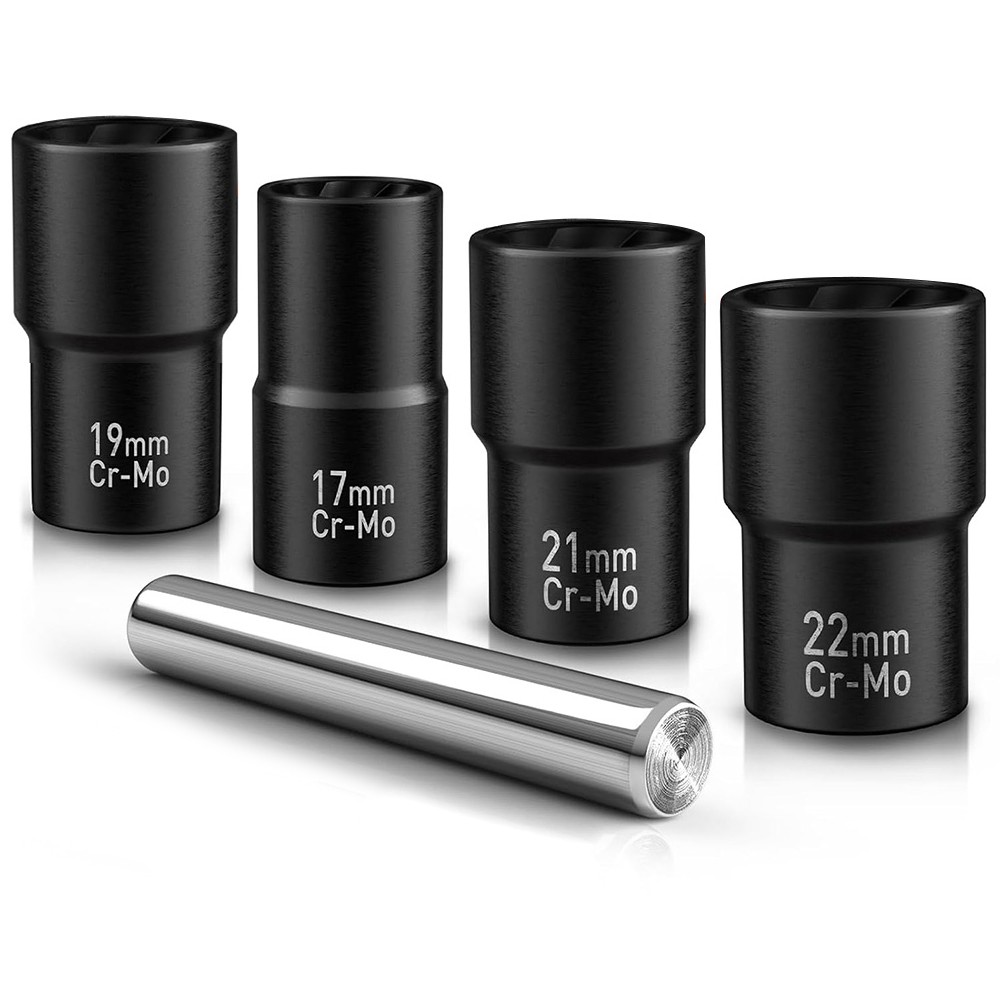 5Pcs/Set Twist Socket 1/2” Drive For Wheel Lug Nut Damaged Removal and Extractor