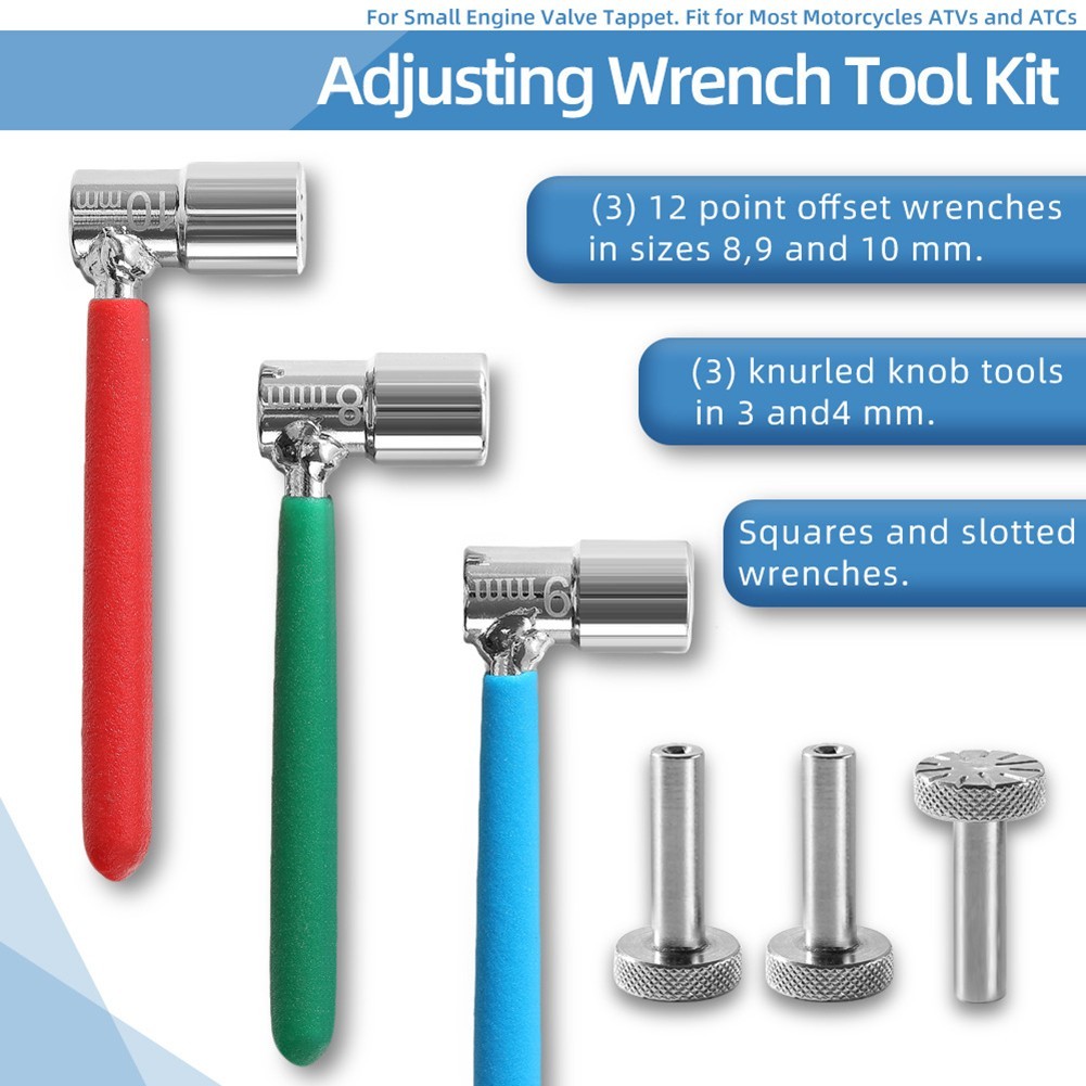 Motorcycle Valve Tappet Tool Set Heat Treated Steel 8mm 9mm 10mm Sockets